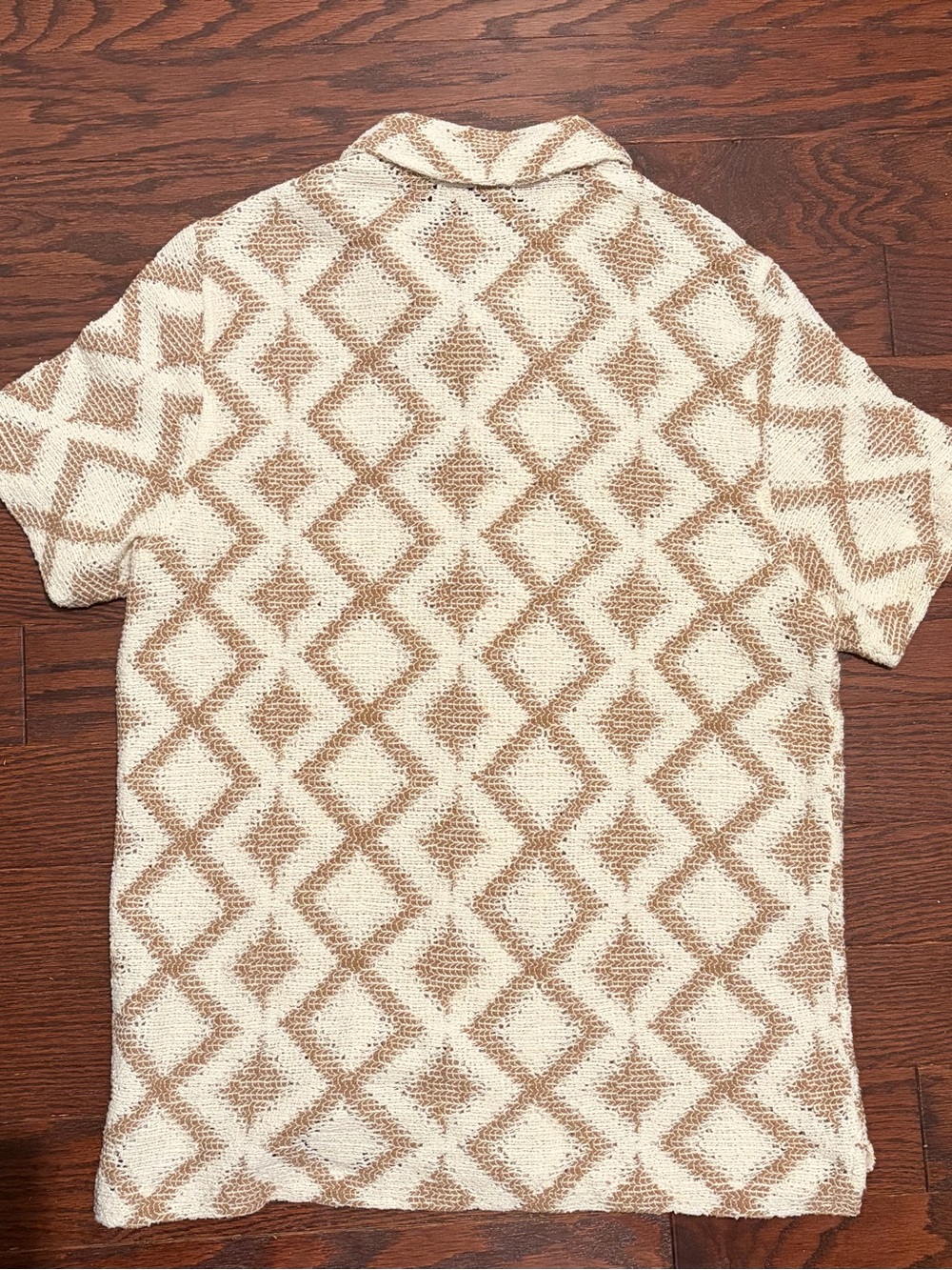 Todd Snyder Men Natural Diamond Open Knit Cabana Button Down Shirt Mens M EUC - Picture 2 of 8